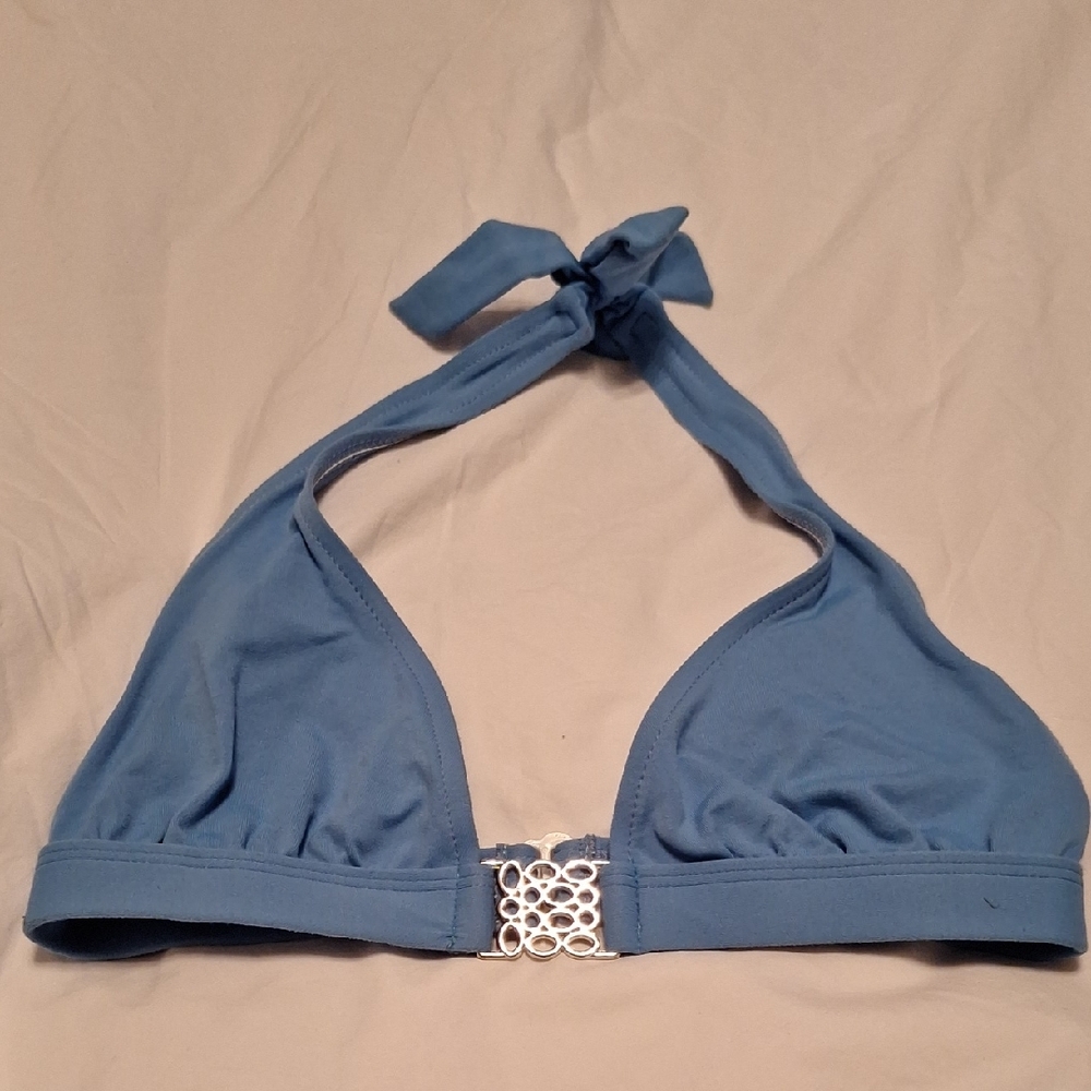 Blue Halter Bikini Top
